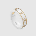 18K Gucci Double Interlocking Gucci Icon White Zirconia Ring