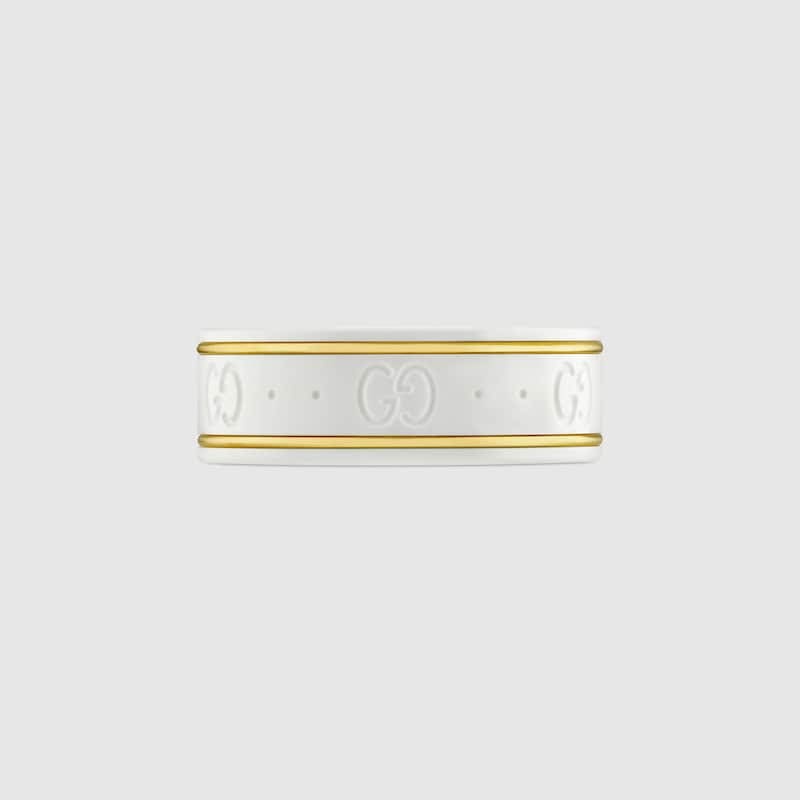 18K Gucci Double Icon White Zirconia Ring