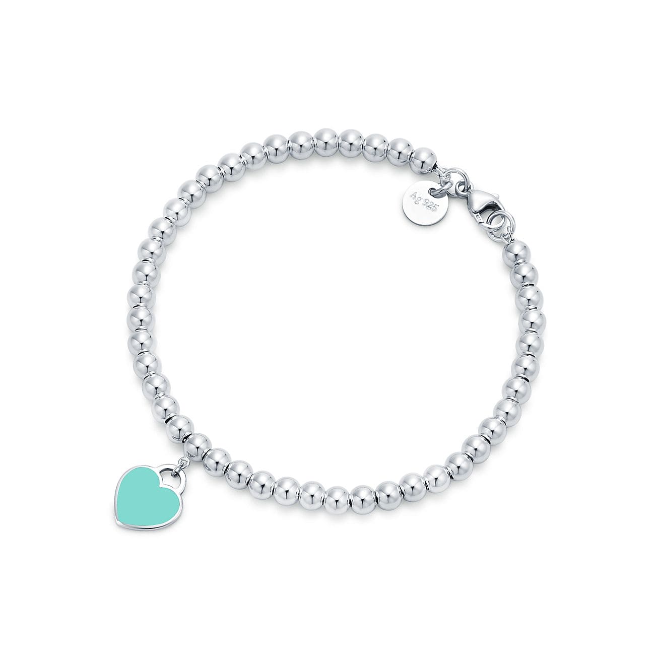 18K Tiffany Return to Blue Heart Tag Bead Bracelet