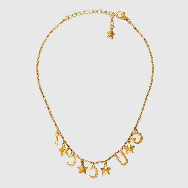 18K Gucci Double Script Necklace