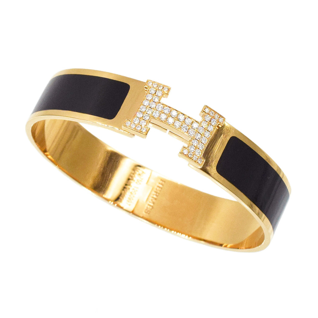 18K Hermes Clic Diamond Bracelet