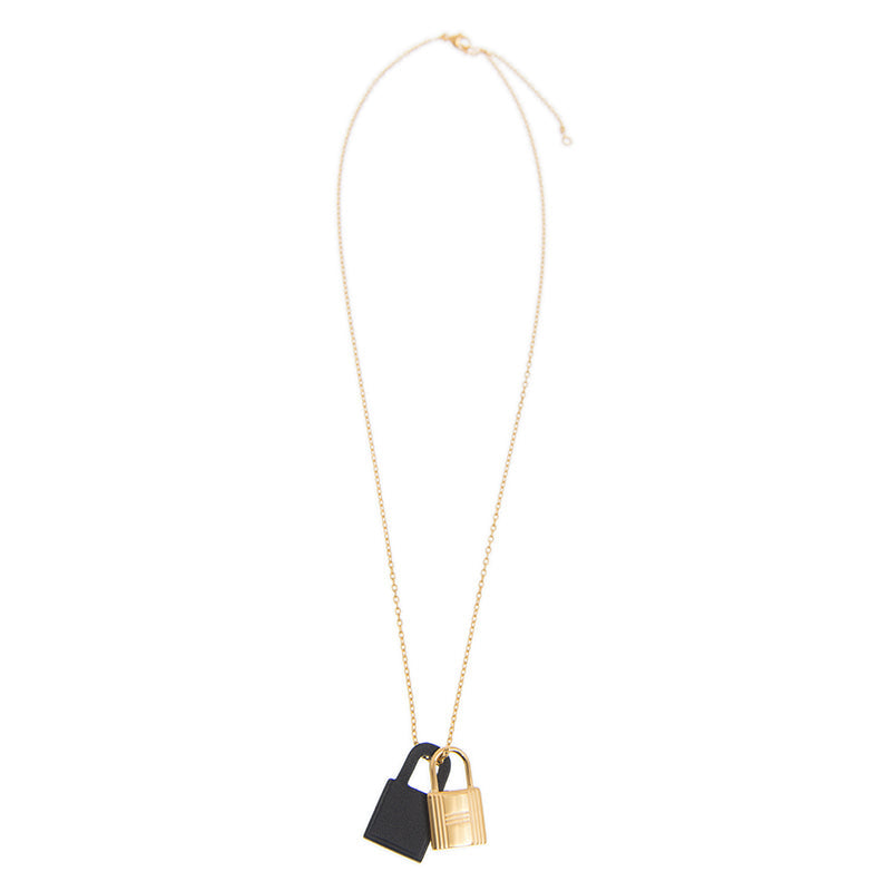 18K Hermes O'Kelly Black Pendant Necklace