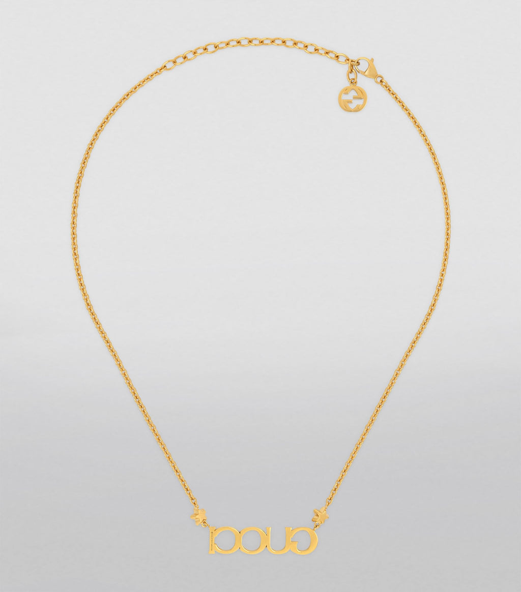 18K Gucci Double Embellished Script Letter Necklace