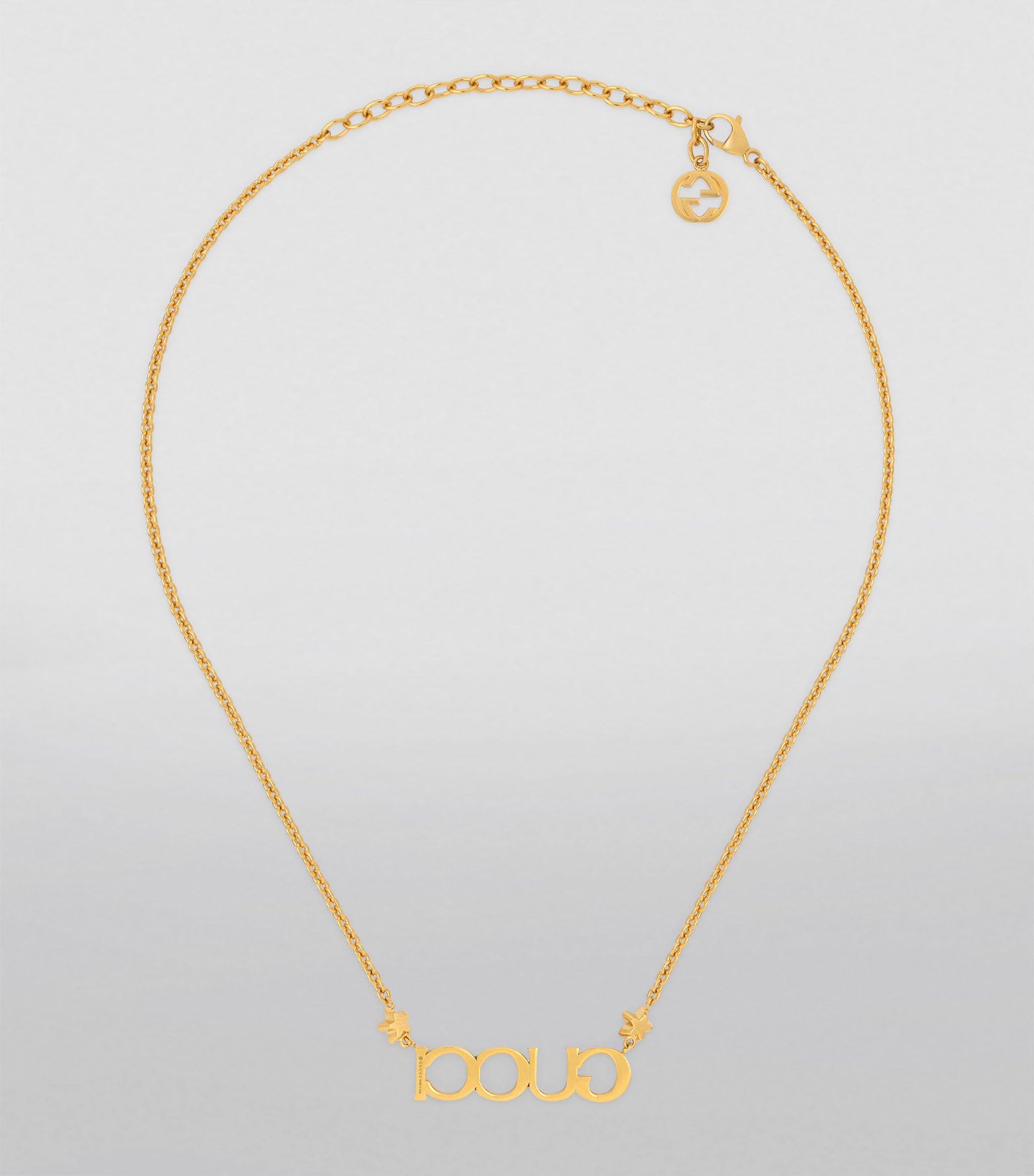18K Gucci Double Embellished Script Letter Necklace