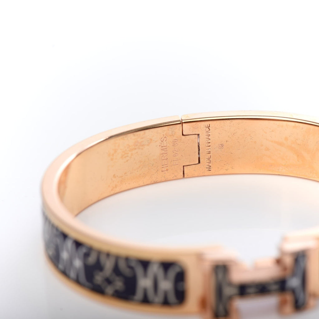 18K Hermes Clic H Lift Black Bracelet