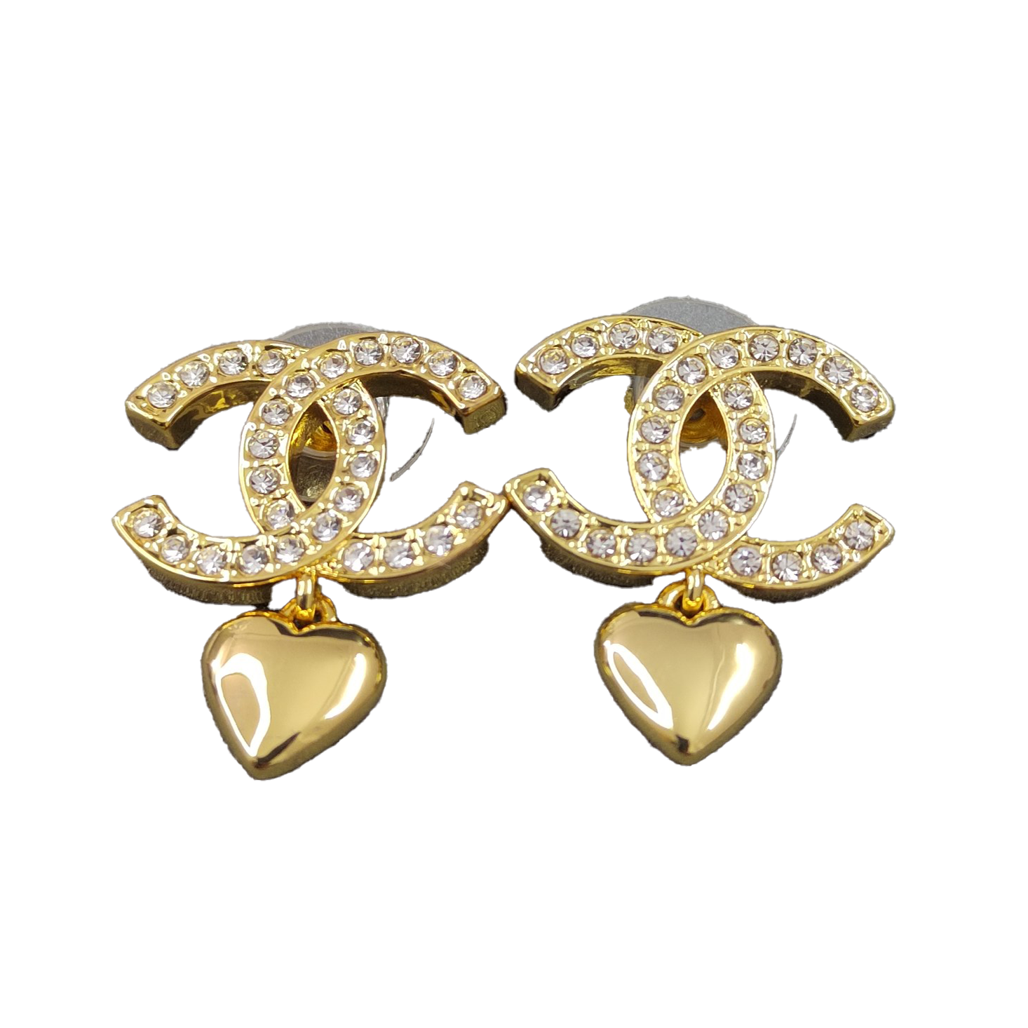 18K Chanel Classic Diamond Heart Earrings