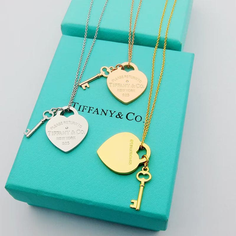 18K Tiffany Return to Heart & Key Necklace