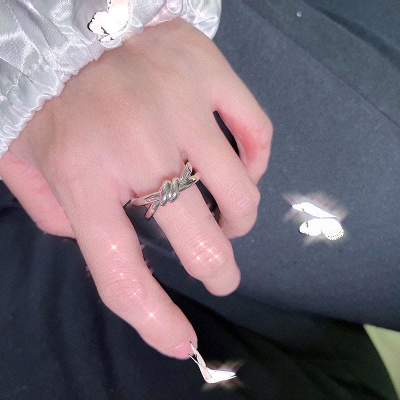 18K Tiffany Rose Gold Knot Double Row Ring