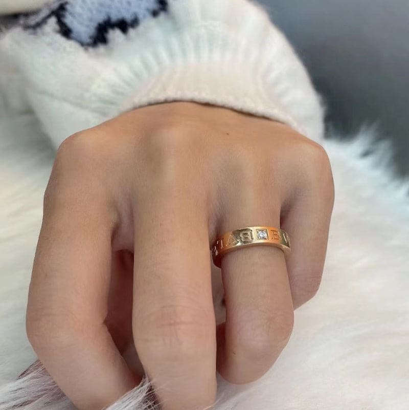 18K Bvlgari Rose Gold Diamond Ring