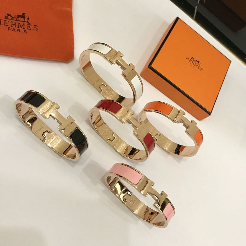 18K Hermes Clic Black Bracelet