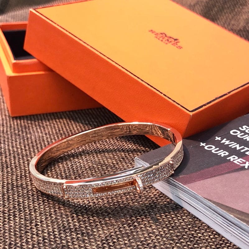 18K Hermes Rose Gold Kelly Diamonds Bracelet