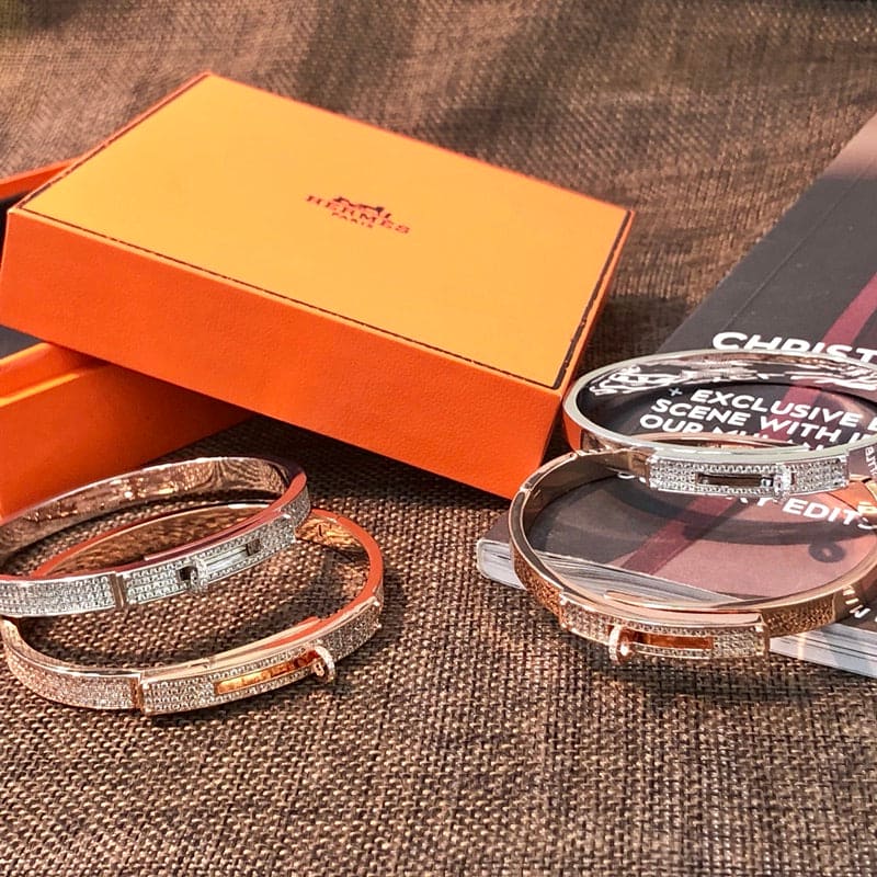 18K Hermes Rose Gold Kelly Diamonds Bracelet