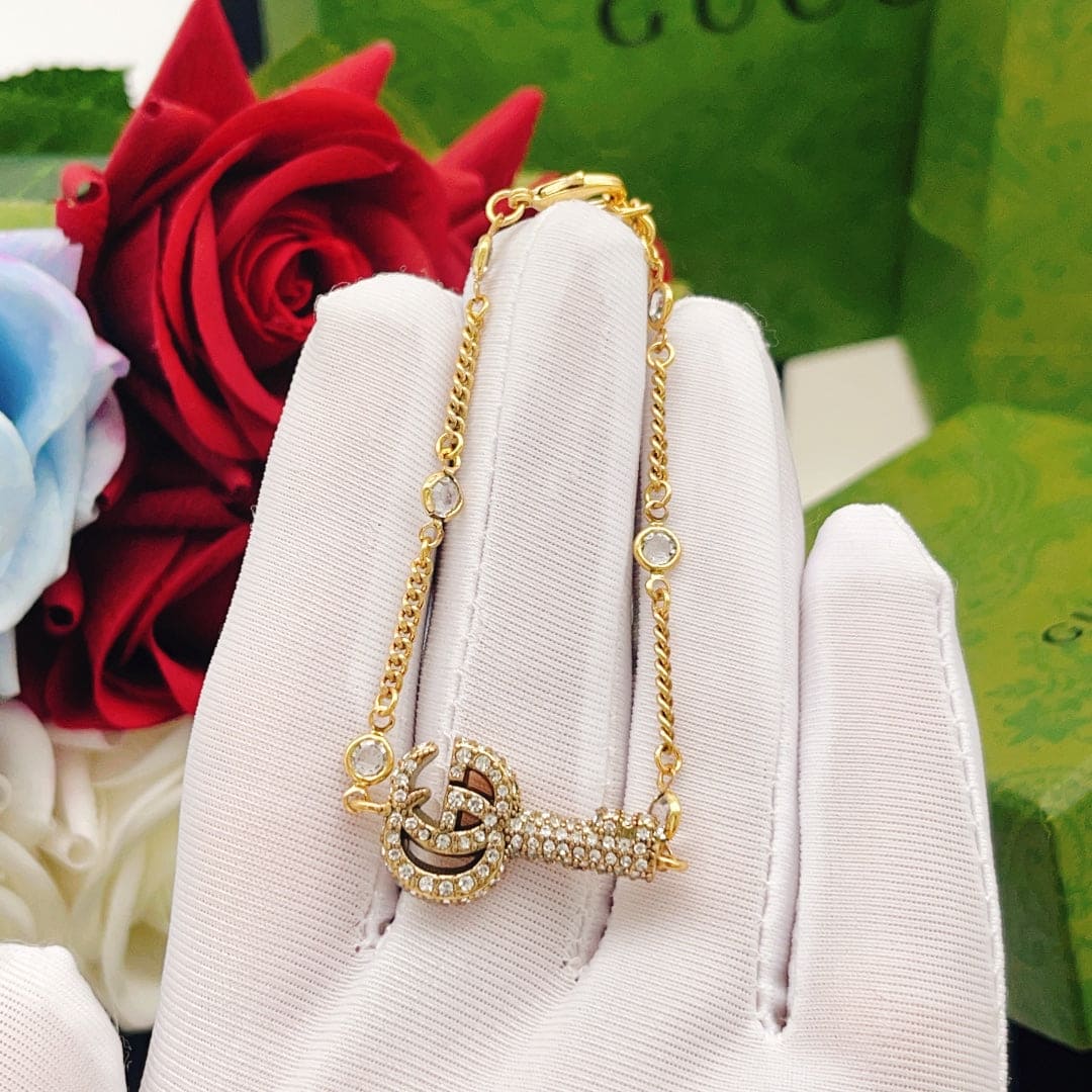 18K Gucci Double Crystal Key Bracelet