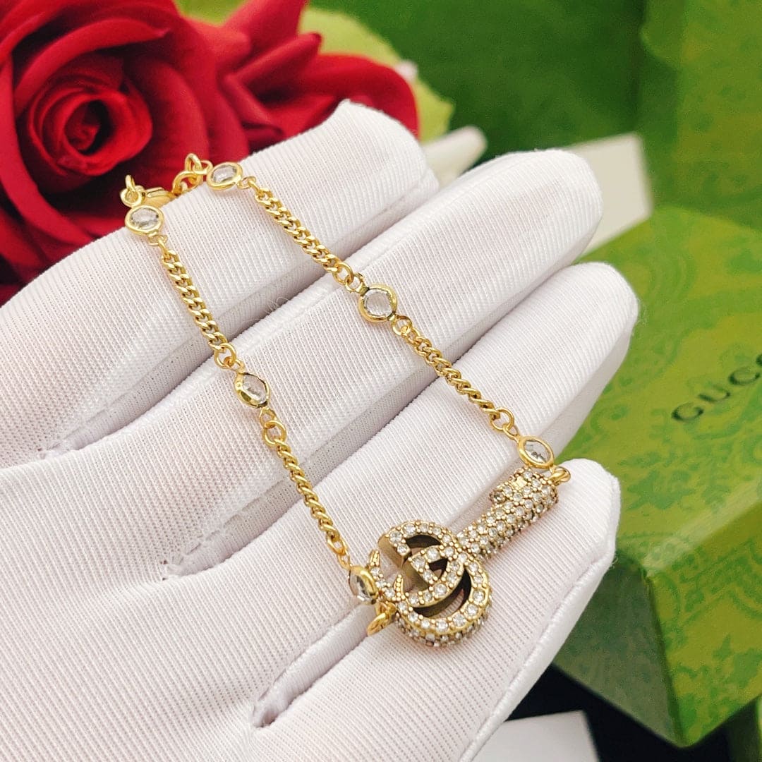 18K Gucci Double Crystal Key Bracelet