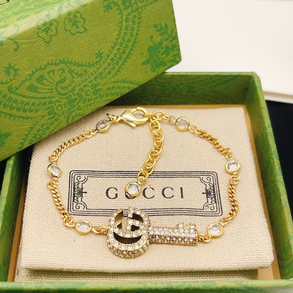 18K Gucci Double Crystal Key Bracelet