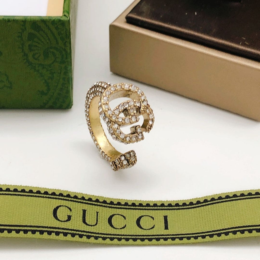 18K Gucci Double Crystal Ring
