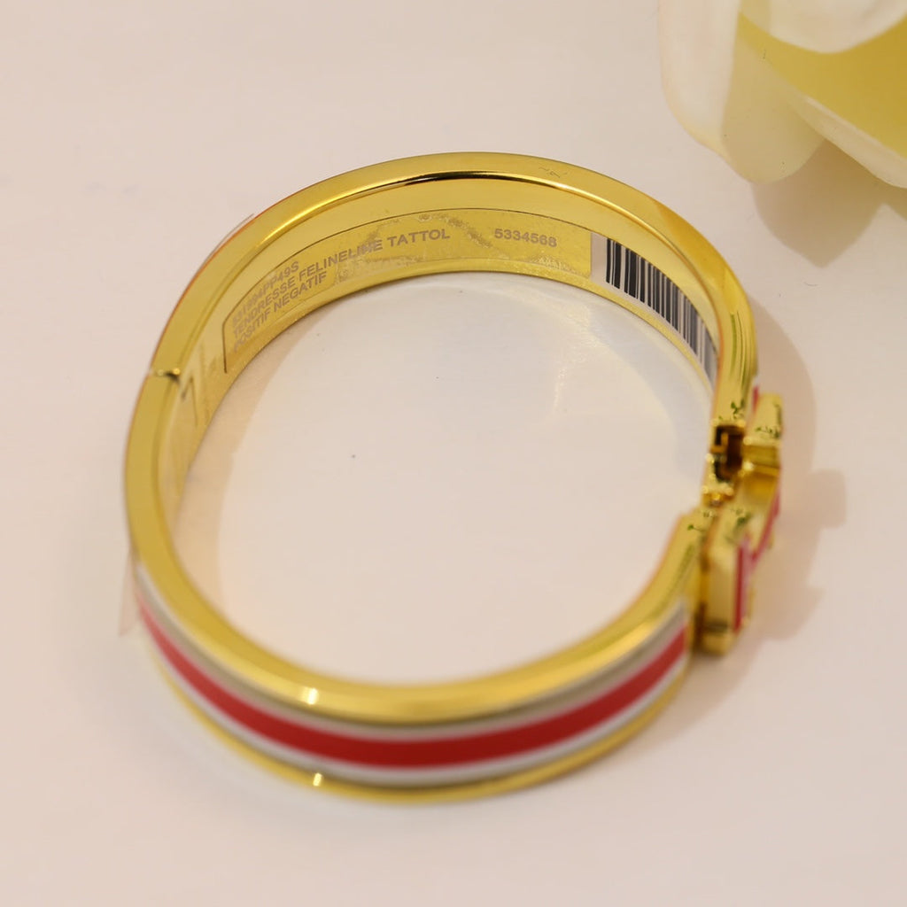 18K Hermes Clic Red & White Bracelet