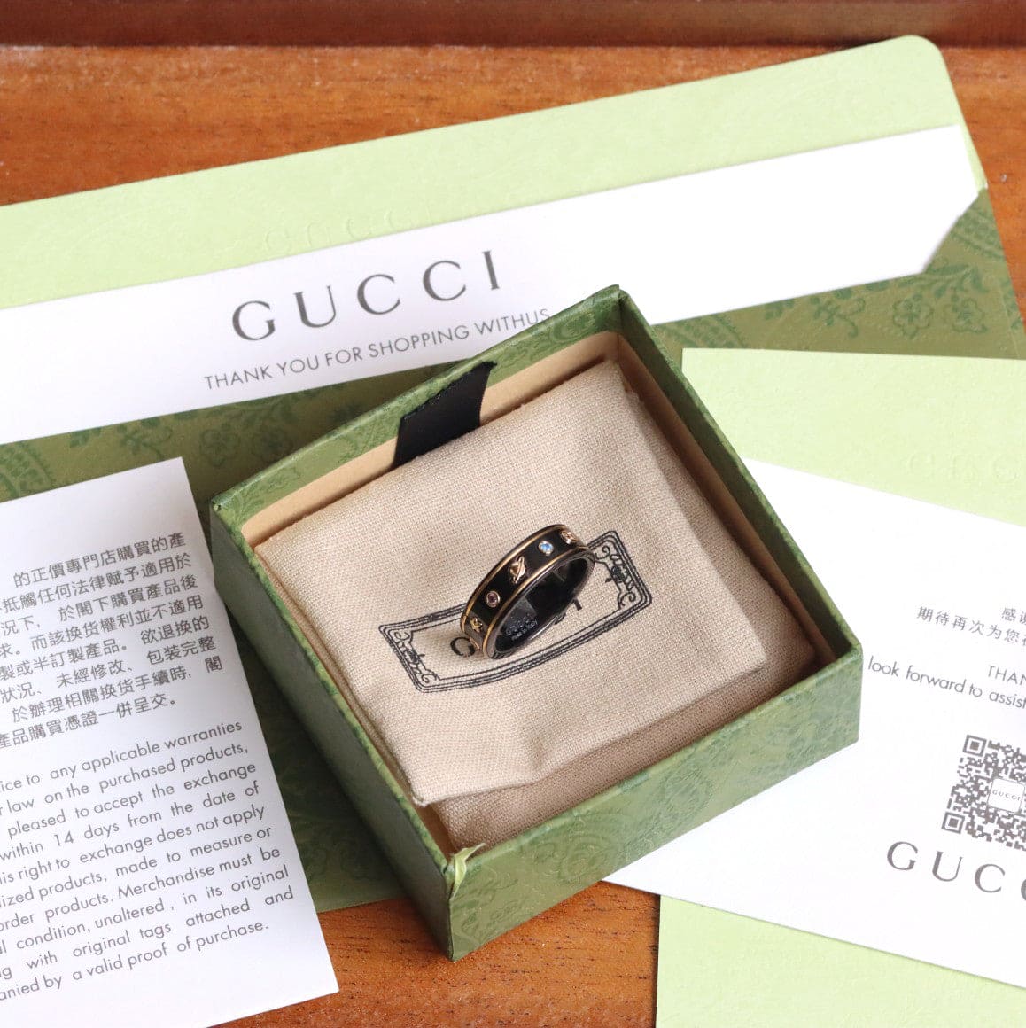 18K Gucci Double Icon With Gemstones Corundum Ring