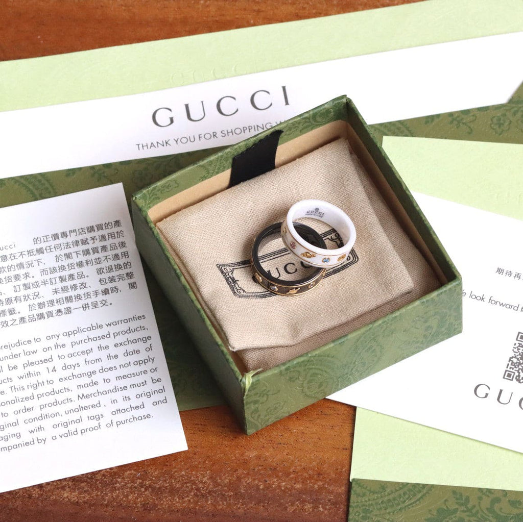 18K Gucci Double Icon With Gemstones Corundum Ring