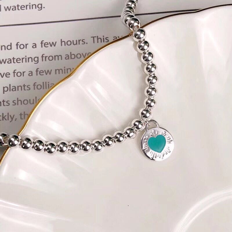 18K Tiffany Return to Love Blue Heart Tag Bead Bracelet