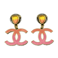 18K Chanel Classic Pink Dangle Earrings