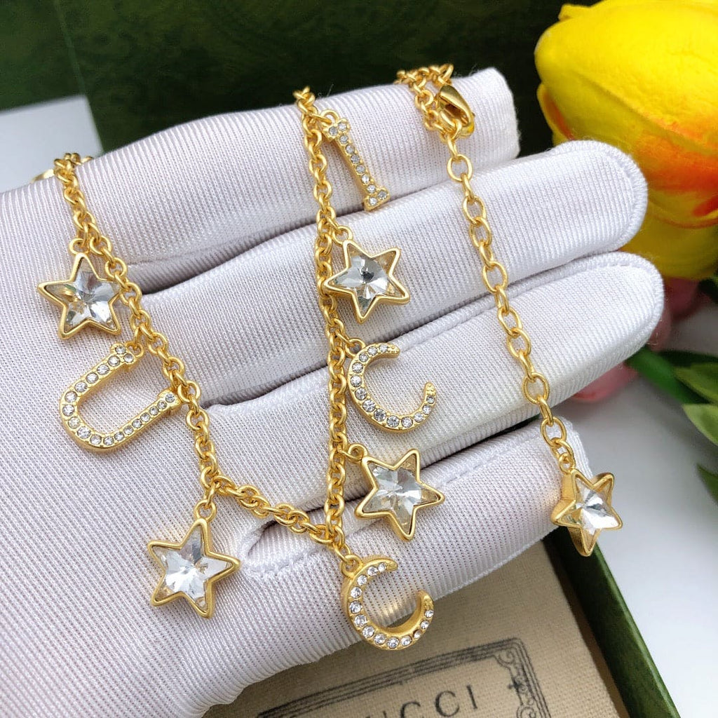 18K Gucci Double Script Necklace