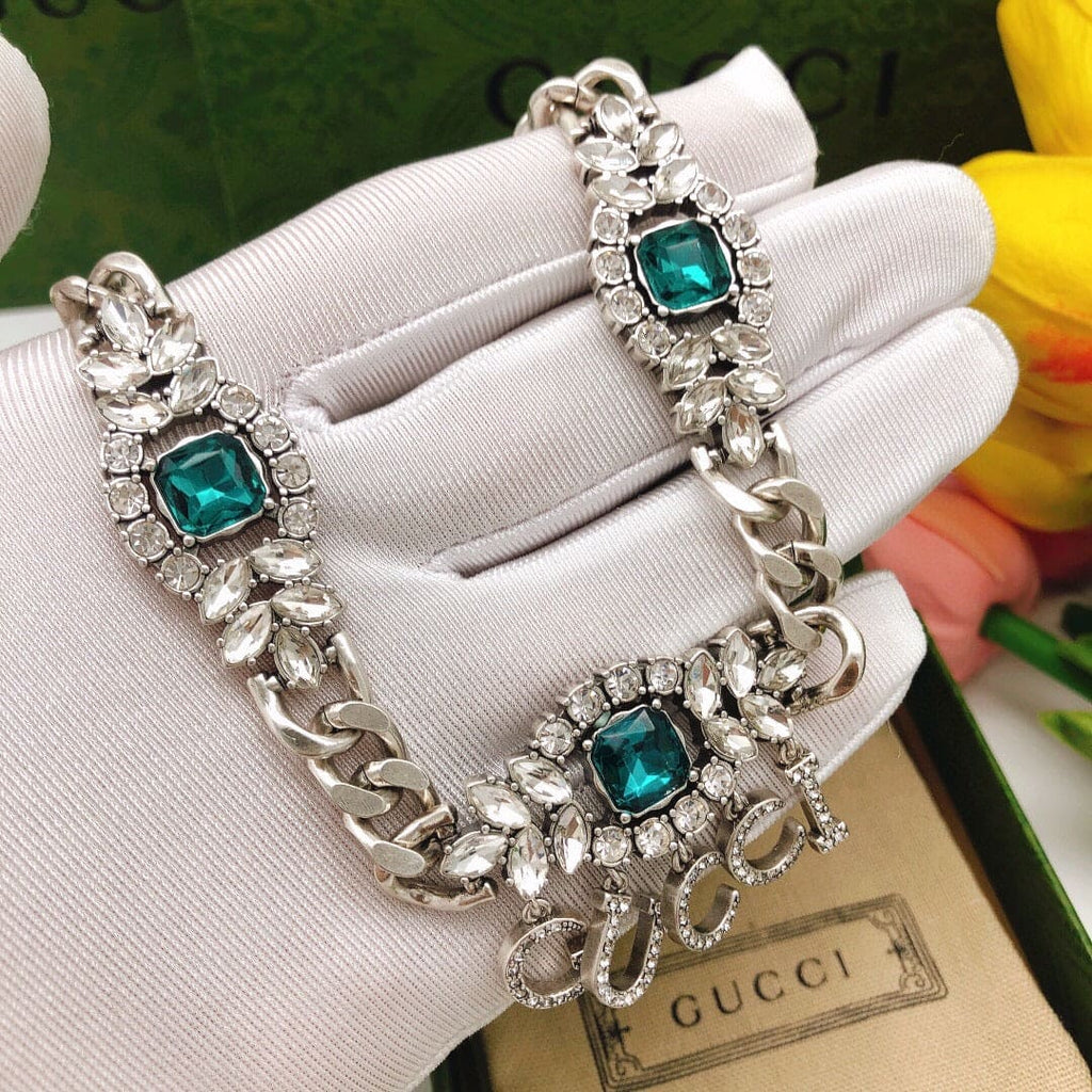 18K Gucci Double Script Diamonds Necklace