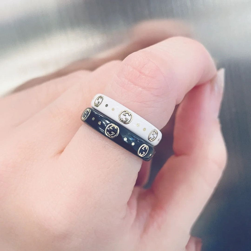 18K Gucci Double Icon White Zirconia Ring
