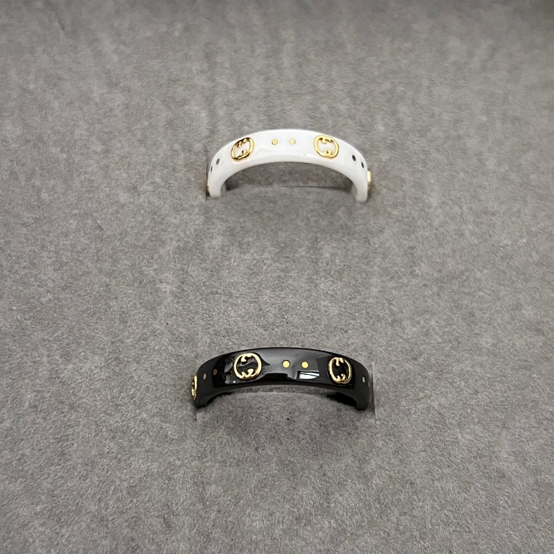 18K Gucci Double Icon Black Corundum Ring