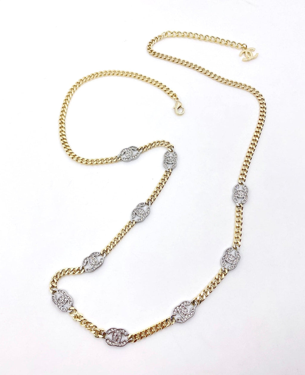 18K Chanel Crystal Chain Link Necklace