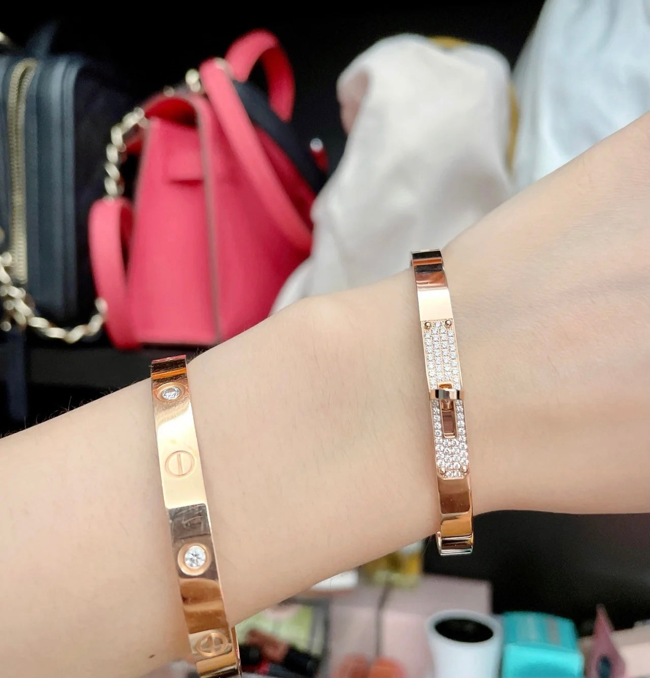 18K Hermes Kelly Small Model Diamond Bracelet