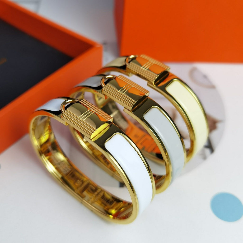 18K Hermes Clic Cadenas Light Brown Bracelet