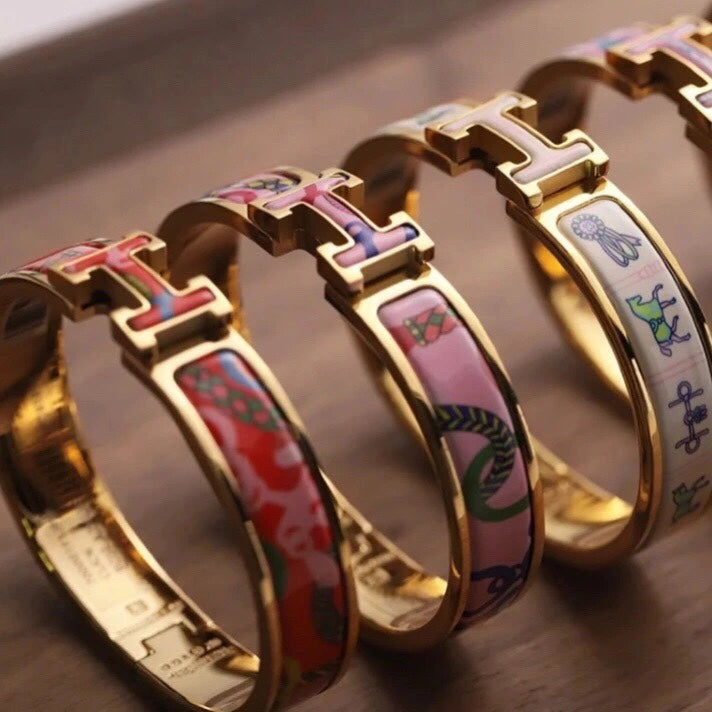 18K Hermes Clic Panoplie Equestre Pink Bracelet