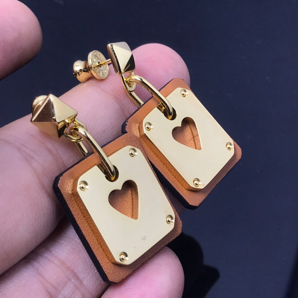 18K Hermes As De Celine Brown Earrings