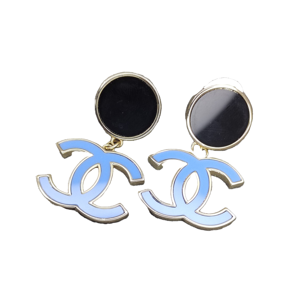 18K Chanel Classic Blue Dangle Earrings