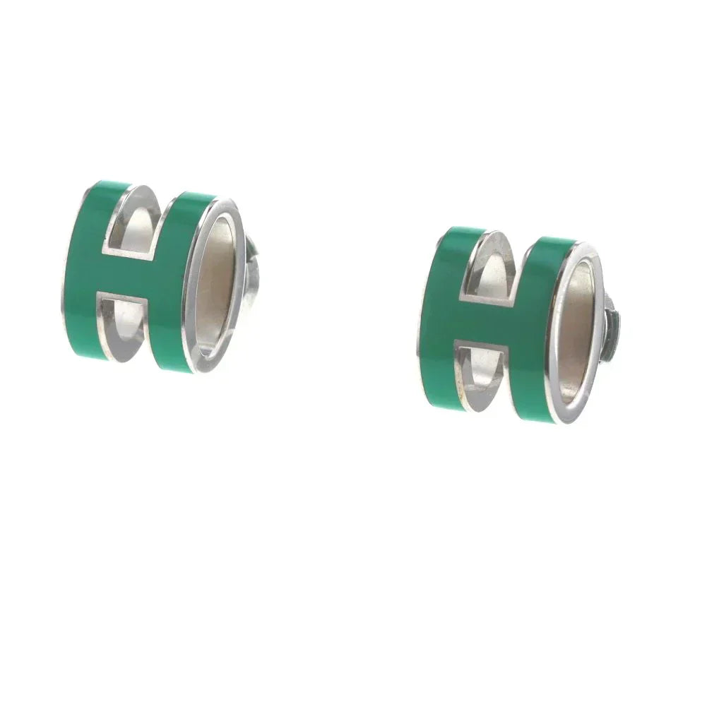 18K Hermes Mini Pop Green Earrings