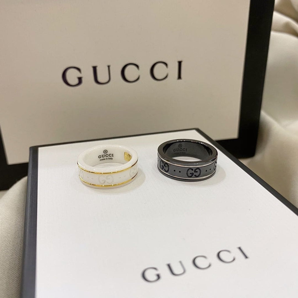 18K Gucci Double Icon White Zirconia Ring