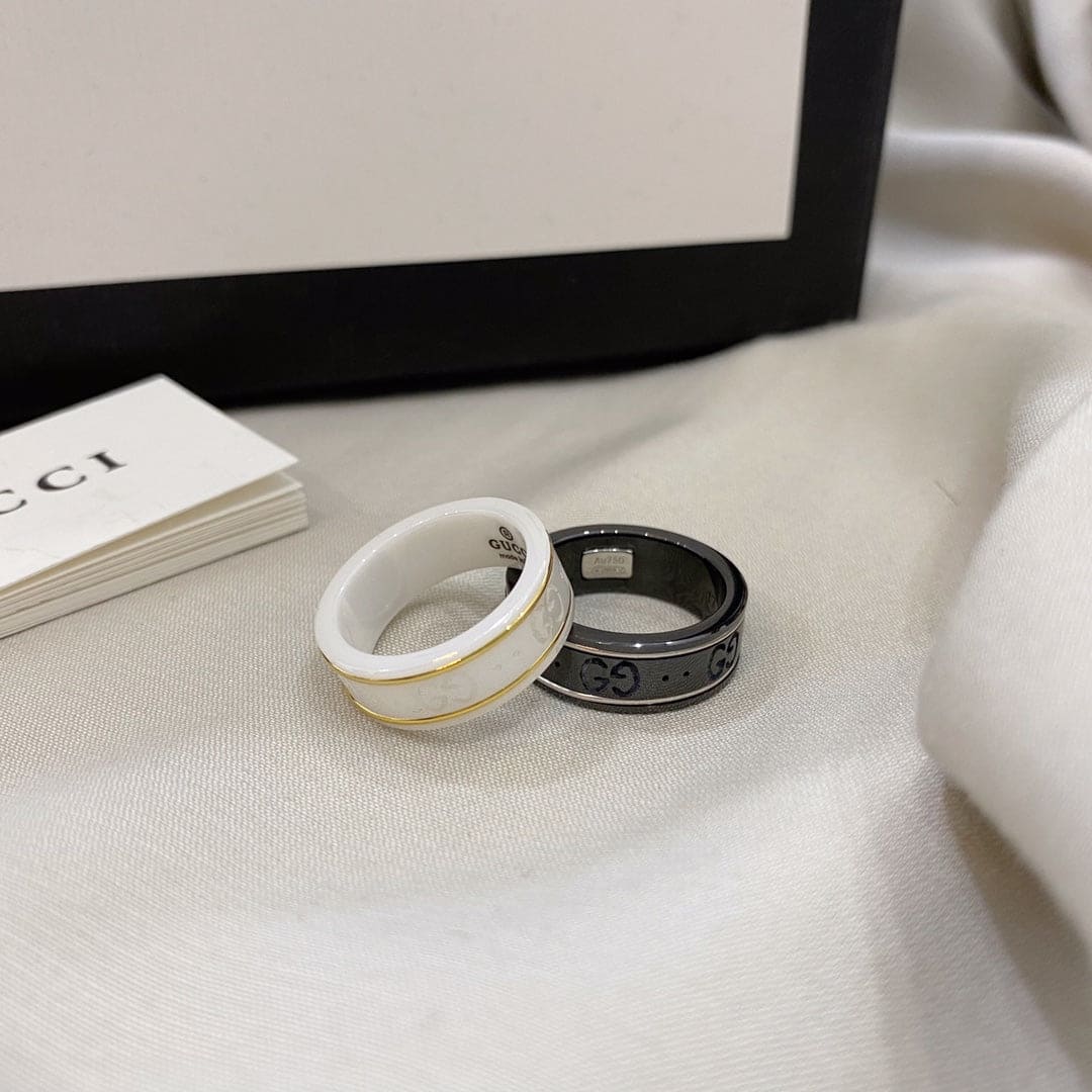 18K Gucci Double Icon White Zirconia Ring