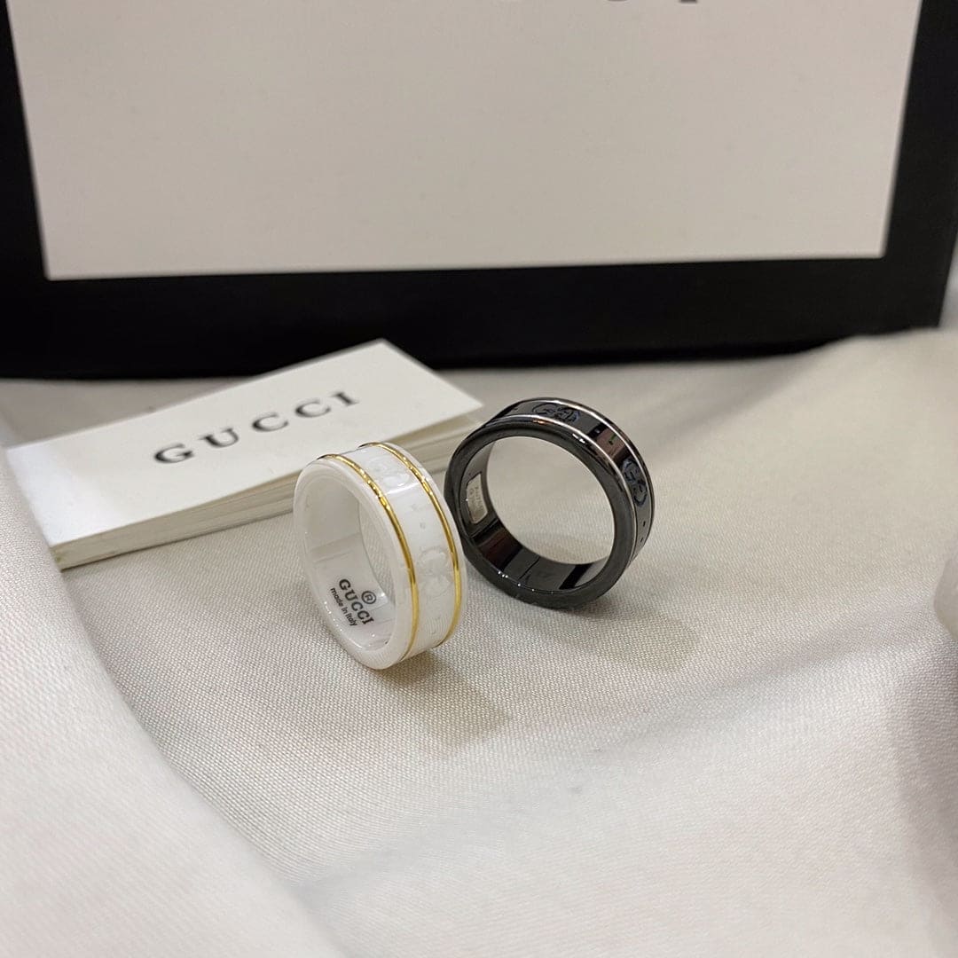 18K Gucci Double Icon Black Corundum Ring