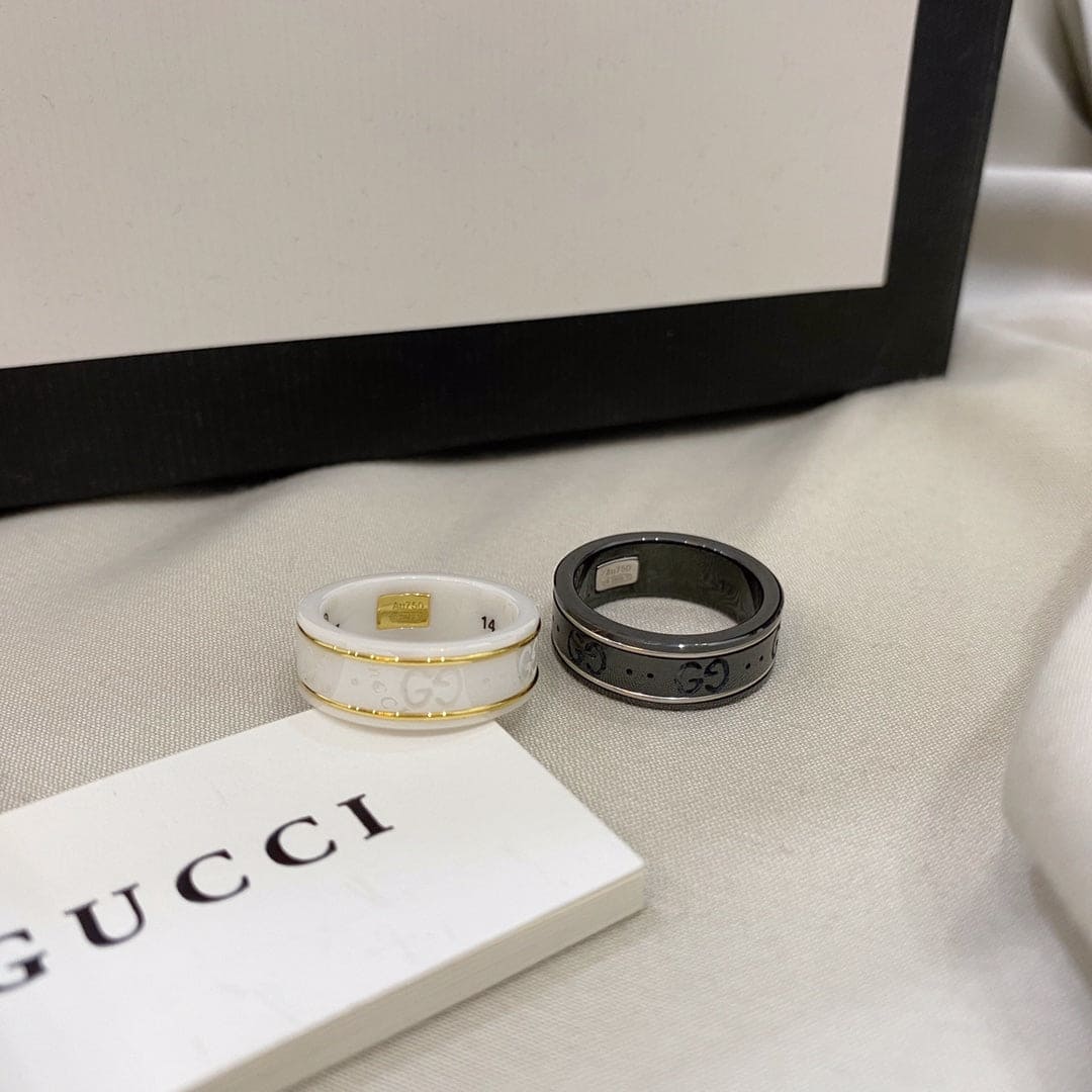 18K Gucci Double Icon Black Corundum Ring