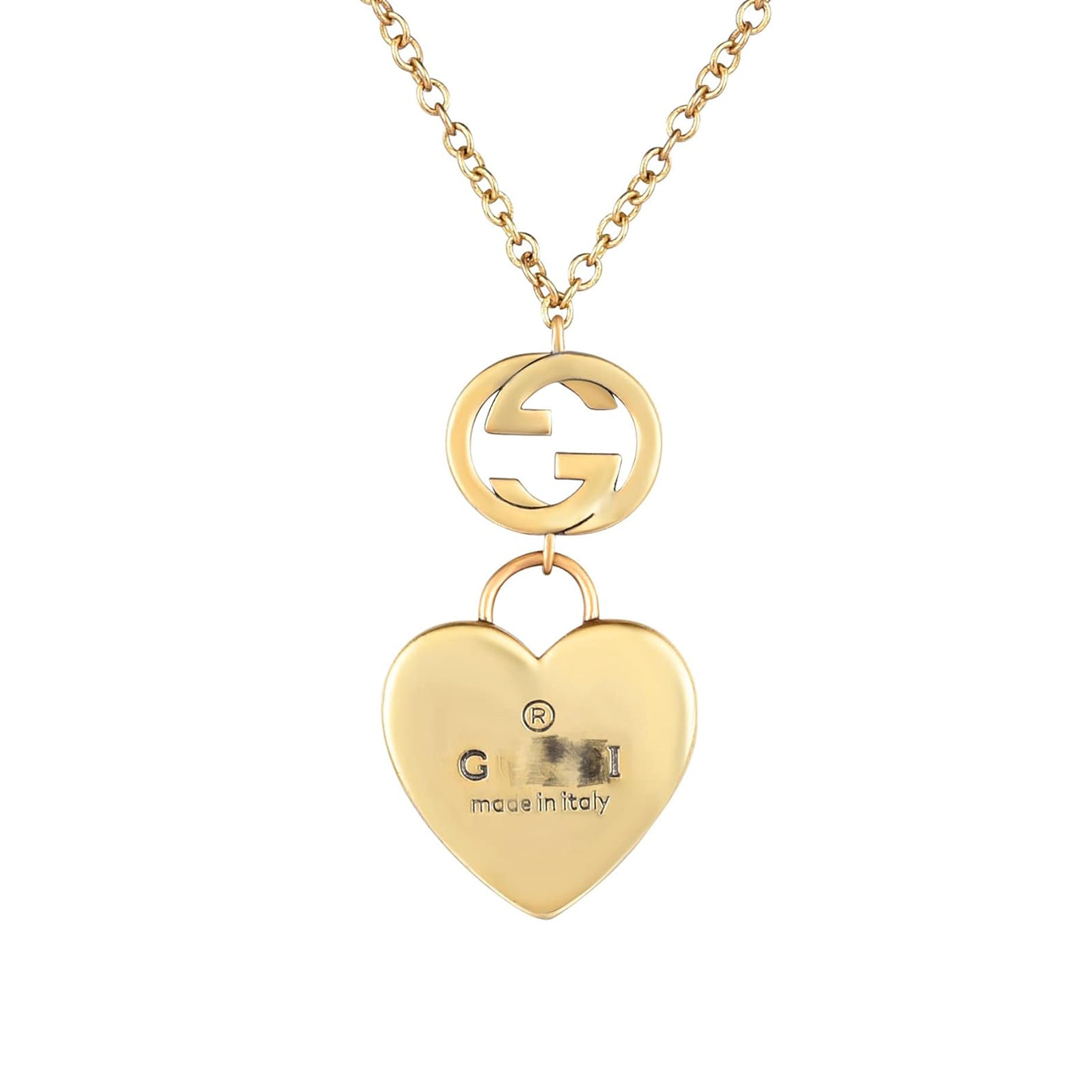 18K Gucci Double Heart Pendant Necklace