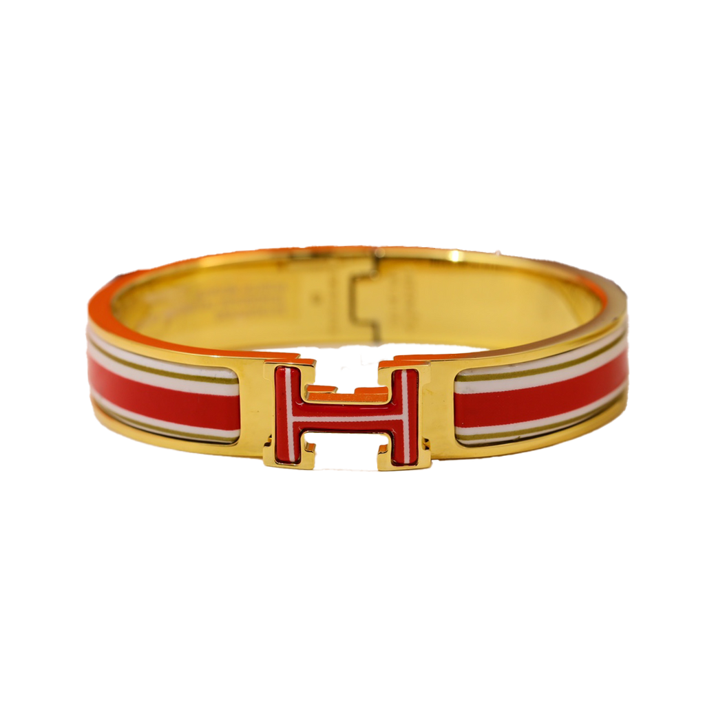 18K Hermes Clic Red & White Bracelet