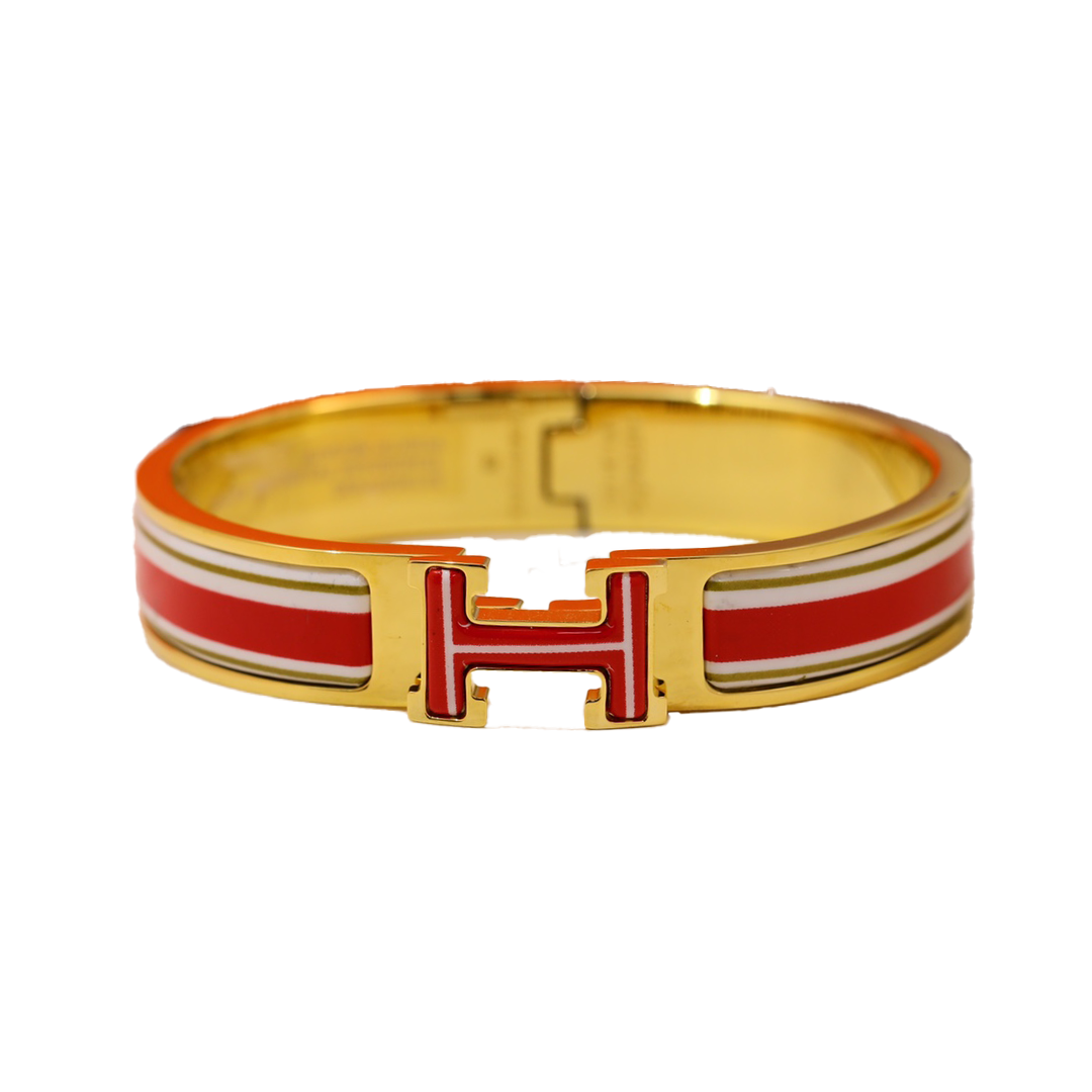 18K Hermes Clic Red & White Bracelet