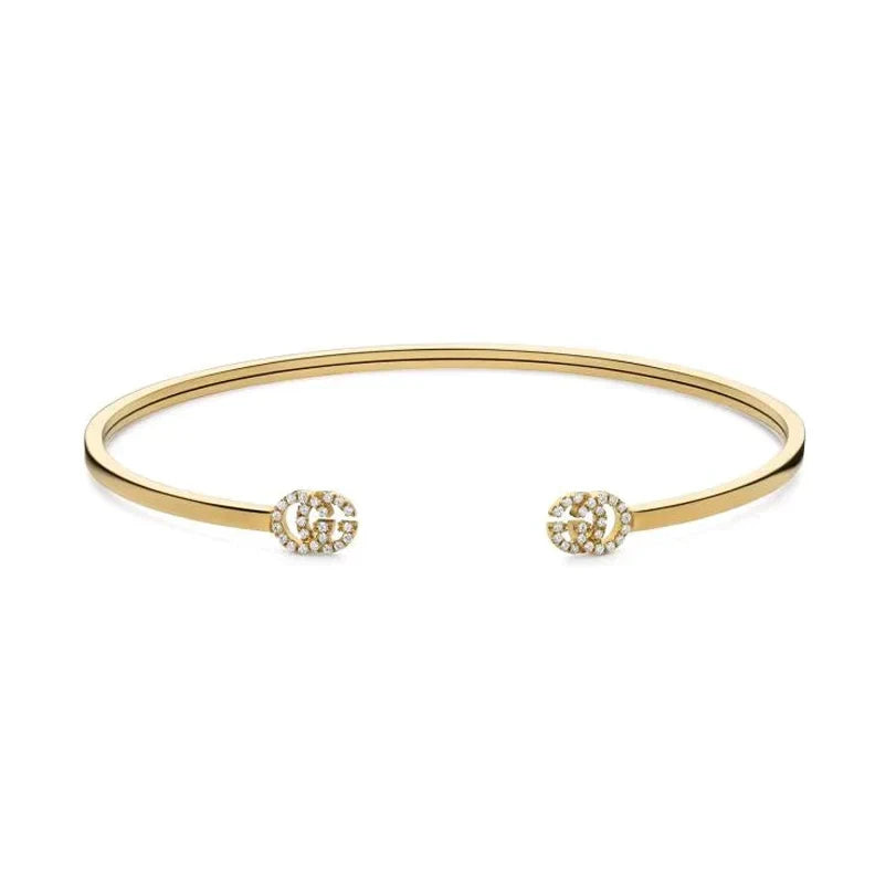 18K Gucci Double Running Diamond Cuff Bracelet