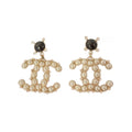 18K Chanel Pearl Pendant Earrings
