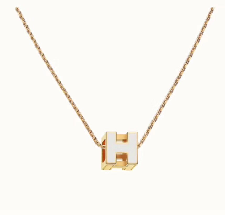 18K Hermes Cage D'H White Necklace