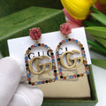 18K Gucci Double Color Crystals Earrings