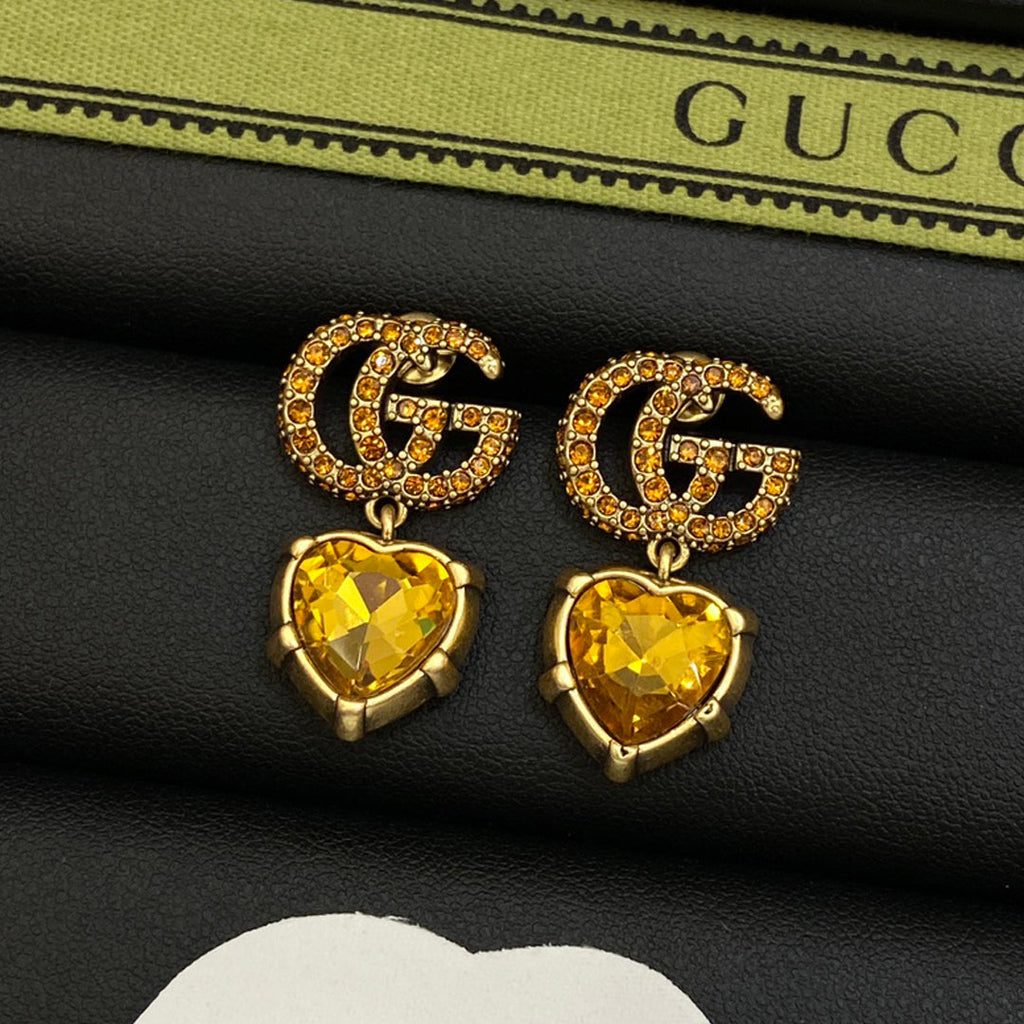 18K Gucci Double Yellow Crystal Earrings