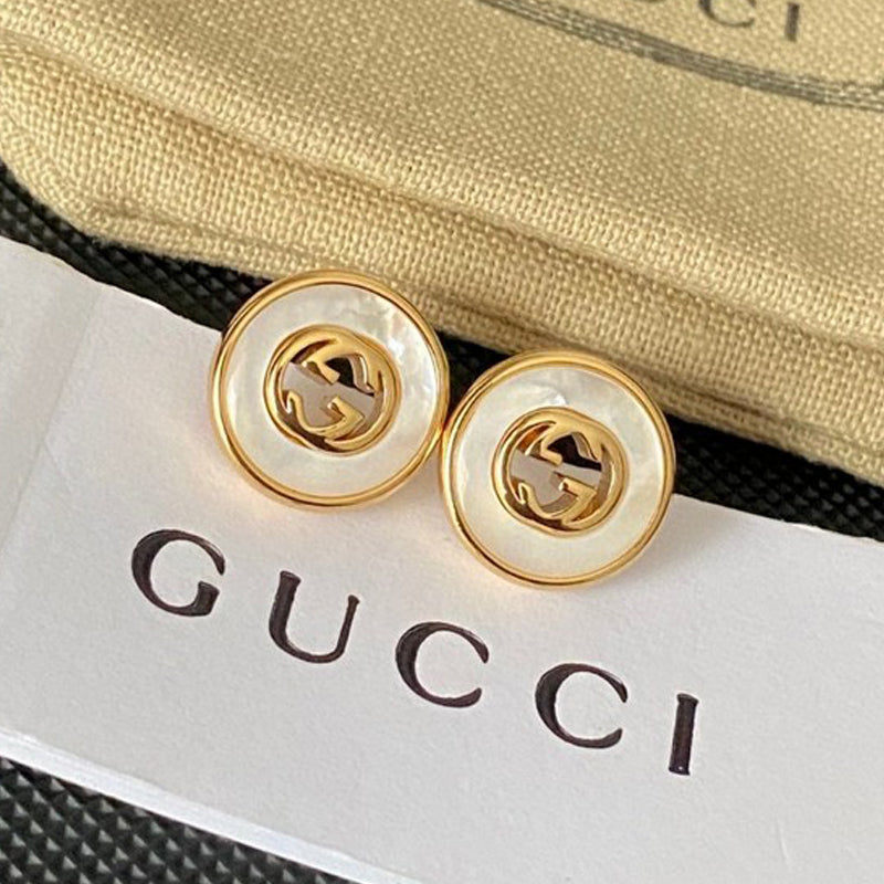18K Gucci Double Gold Pearl Earrings