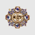 18K Gucci Double Crystal Flower Ring